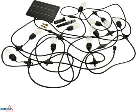 SOLARNA GIRLANDA OGRODOWA LED BEMKO SOLBEE 3W 3000K 10SZT 10M IP65 CZARNA C83-SOB-003BL-3K