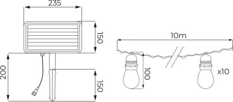 SOLARNA GIRLANDA OGRODOWA LED BEMKO SOLBEE 3W 3000K 10SZT 10M IP65 CZARNA C83-SOB-003BL-3K