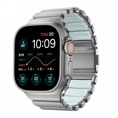 NOMAD Stratos Band - tytanowa bransoleta do Apple Watch 44mm-49mm (Apple Watch 4-11, SE 1-3, Ultra 1-3) z FKM (natural titanium,