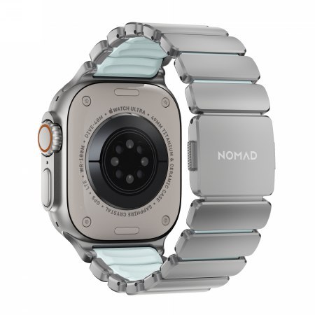 NOMAD Stratos Band - tytanowa bransoleta do Apple Watch 44mm-49mm (Apple Watch 4-11, SE 1-3, Ultra 1-3) z FKM (natural titanium,