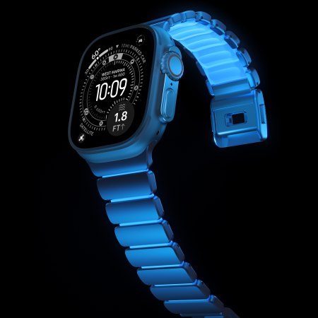 NOMAD Stratos Band - tytanowa bransoleta do Apple Watch 44mm-49mm (Apple Watch 4-11, SE 1-3, Ultra 1-3) z FKM (natural titanium,