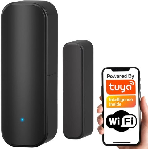 Czujnik magnetyczny otwarcia Drzwi Okna Kontaktron Czarny Wi-Fi TUYA