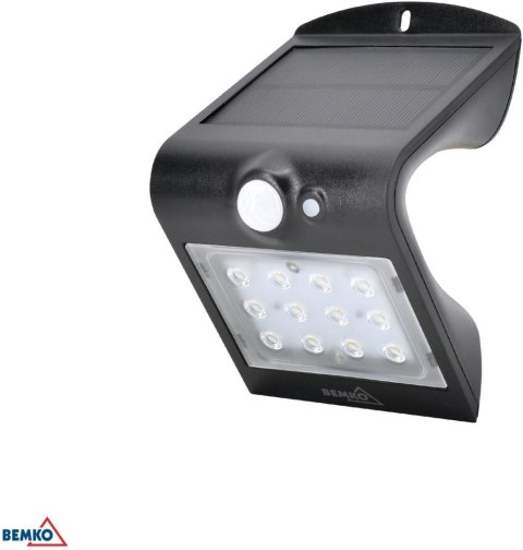 Naświetlacz SOLARNY LED TRINGO BEMKO 1.5W 220LM 4000K IP65 czarny cz. pir C83-SOT-001BL-PIR