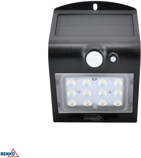 Naświetlacz SOLARNY LED TRINGO BEMKO 1.5W 220LM 4000K IP65 czarny cz. pir C83-SOT-001BL-PIR