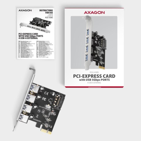 Kontroler Axagon PCEU-430RS PCIe 4x port USB 3.2 GEN 1 15-pin SATA