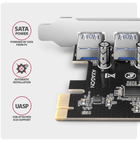 Kontroler Axagon PCEU-430RS PCIe 4x port USB 3.2 GEN 1 15-pin SATA