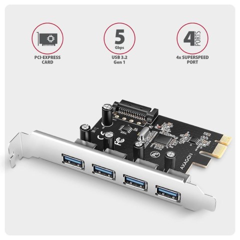 Kontroler Axagon PCEU-430RS PCIe 4x port USB 3.2 GEN 1 15-pin SATA