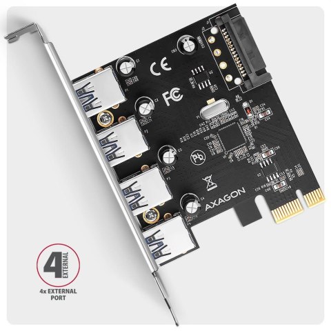 Kontroler Axagon PCEU-430RS PCIe 4x port USB 3.2 GEN 1 15-pin SATA