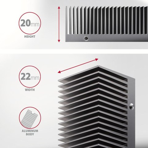 Radiator do dysków Axagon CLR-M2XT aluminiowy pasywny M.2 SSD