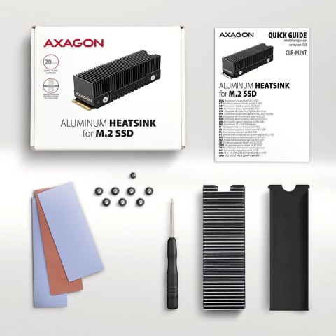 Radiator do dysków Axagon CLR-M2XT aluminiowy pasywny M.2 SSD