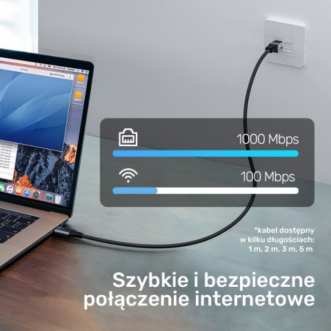 Unitek Kabel Ethernet USB C RJ-45 LAN, przewód sieciowy, 3m