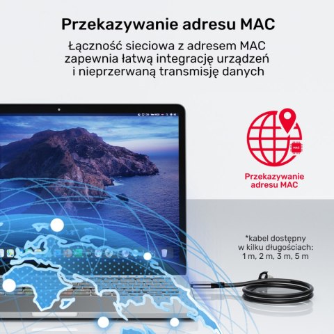 Unitek Kabel Ethernet USB C RJ-45 LAN, przewód sieciowy, 3m