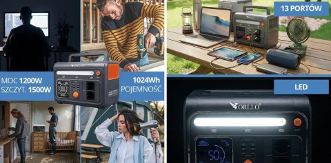 Przenośna stacja zasilania Orllo1200W/1500W Magazyn Energii LIFEPO4 EVE