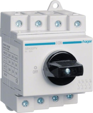 Modułowy rozłącznik izolacyjny do systemów fotowoltaicznych 4P 32A 1000 VDC Hager SB432PV