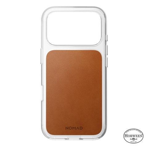 NOMAD Clear Leather Case - etui do iPhone 18 Pro / 17 Pro kompatybilne z MagSafe, skóra Horween (saddle)