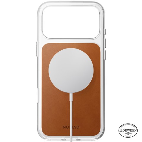NOMAD Clear Leather Case - etui do iPhone 18 Pro Max / 17 Pro Max kompatybilne z MagSafe, skóra Horween (saddle)