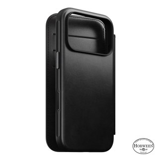 NOMAD Modern Leather Folio - etui do iPhone 18 Pro / 17 Pro kompatybilne z MagSafe, skóra Horween (black)