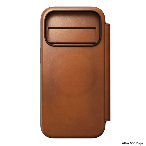 NOMAD Modern Leather Folio - etui do iPhone 18 Pro / 17 Pro kompatybilne z MagSafe, skóra Horween (saddle)