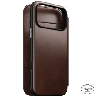 NOMAD Modern Leather Folio - etui do iPhone 18 Pro Max / 17 Pro Max kompatybilne z MagSafe, skóra Horween (rustic brown)