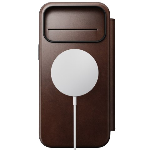 NOMAD Modern Leather Folio - etui do iPhone 18 Pro Max / 17 Pro Max kompatybilne z MagSafe, skóra Horween (rustic brown)