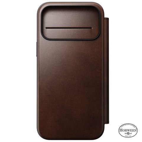 NOMAD Modern Leather Folio - etui do iPhone 18 Pro Max / 17 Pro Max kompatybilne z MagSafe, skóra Horween (rustic brown)