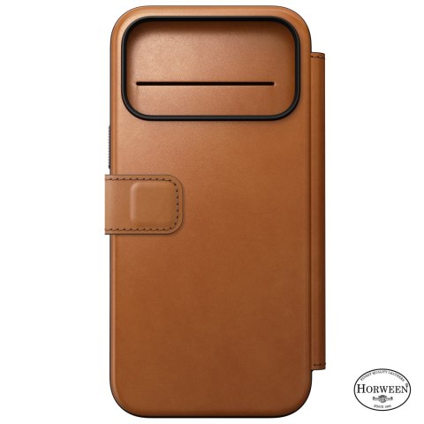 NOMAD Modern Leather Folio - etui do iPhone 18 Pro Max / 17 Pro Max kompatybilne z MagSafe, skóra Horween (saddle)