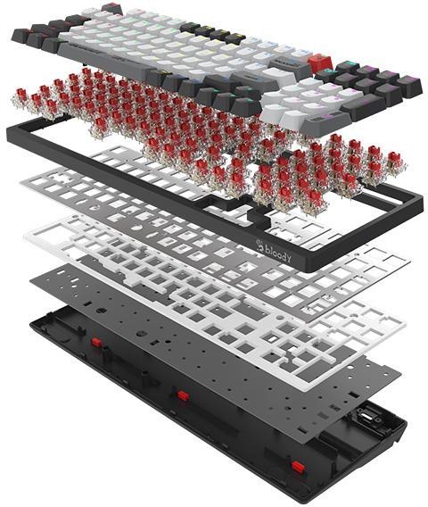 Klawiatura bezprzewodowa A4TECH BLOODY WS98 Grey WRLS (BLMS RED Plus Switches)