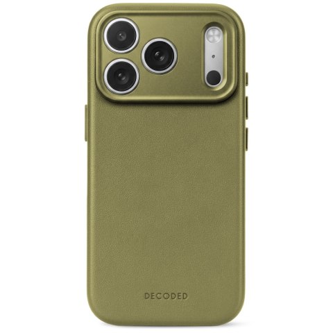 Decoded Leather Backcover - skórzane etui do iPhone 18 Pro / 17 Pro kompatybilne z MagSafe (moss green)