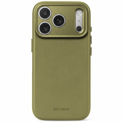 Decoded Leather Backcover - skórzane etui do iPhone 18 Pro Max / 17 Pro Max kompatybilne z MagSafe (moss green)