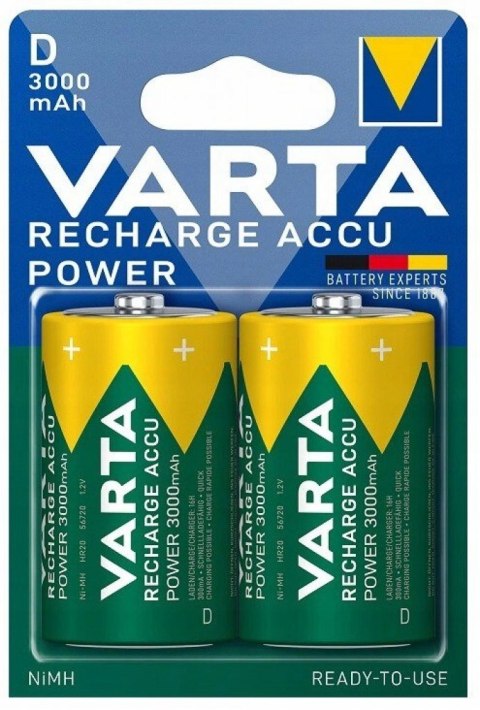 AKUMULATORY VARTA R20 (typD) 3000 mAh RECHARGE ACCU POWER 2szt NEW