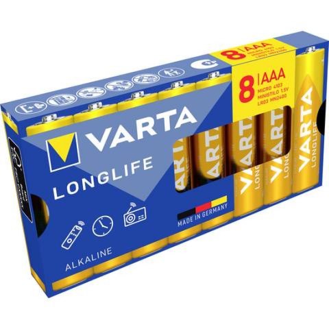 BATERIE ALKALICZNE VARTA R3 (AAA) LONGLIFE 8szt NEW