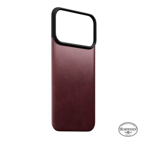 NOMAD Magnetic Leather Back - nakładka magnetyczna na iPhone 18 Pro / 17 Pro kompatybilna z MagSafe, skóra Horween (burgundy)