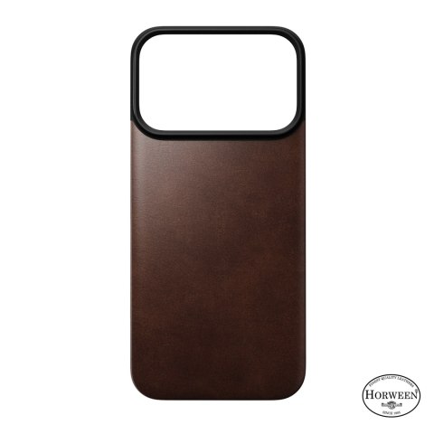 NOMAD Magnetic Leather Back - nakładka magnetyczna na iPhone 18 Pro / 17 Pro kompatybilna z MagSafe, skóra Horween (rustic brown