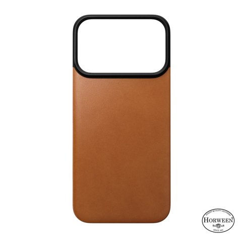 NOMAD Magnetic Leather Back - nakładka magnetyczna na iPhone 18 Pro / 17 Pro kompatybilna z MagSafe, skóra Horween (saddle)