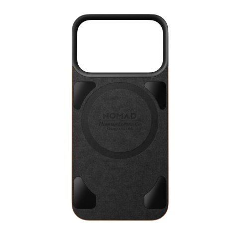NOMAD Magnetic Leather Back - nakładka magnetyczna na iPhone 18 Pro / 17 Pro kompatybilna z MagSafe, skóra Horween (saddle)