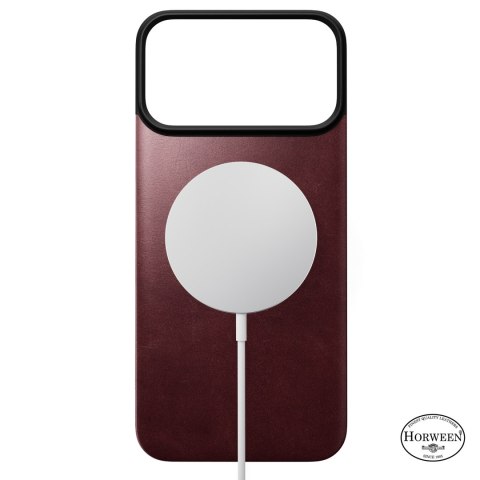 NOMAD Magnetic Leather Back - nakładka magnetyczna na iPhone 18 Pro Max / 17 Pro Max kompatybilna z MagSafe, skóra Horween (burg