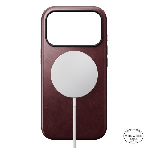 NOMAD Modern Leather Case - etui do iPhone 18 Pro / 17 Pro kompatybilne z MagSafe, skóra Horween (burgundy)
