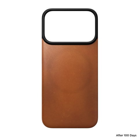NOMAD Magnetic Leather Back - nakładka magnetyczna na iPhone 18 Pro / 17 Pro kompatybilna z MagSafe, skóra Horween (saddle)