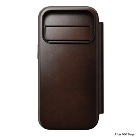 NOMAD Modern Leather Folio - etui do iPhone 18 Pro / 17 Pro kompatybilne z MagSafe, skóra Horween (rustic brown)