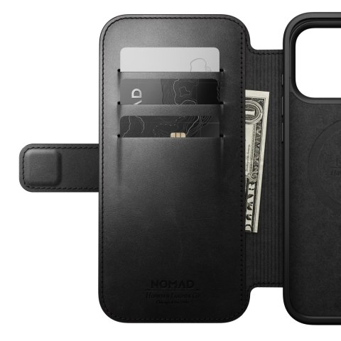 NOMAD Modern Leather Folio - etui do iPhone 18 Pro Max / 17 Pro Max kompatybilne z MagSafe, skóra Horween (black)