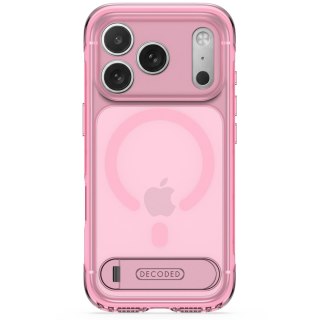 Decoded AntiMicrobial Hybrid Stand Backcover - etui z podstawką do iPhone 18 Pro / 17 Pro kompatybilne z MagSafe (clear pink)