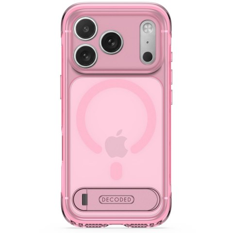 Decoded AntiMicrobial Hybrid Stand Backcover - etui z podstawką do iPhone 18 Pro / 17 Pro kompatybilne z MagSafe (clear pink)