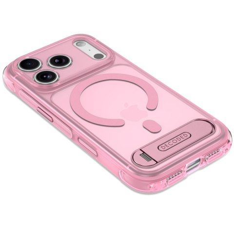 Decoded AntiMicrobial Hybrid Stand Backcover - etui z podstawką do iPhone 18 Pro / 17 Pro kompatybilne z MagSafe (clear pink)