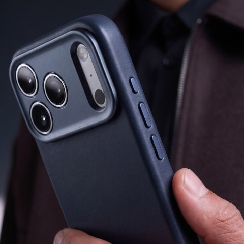 Decoded Leather Backcover - skórzane etui do iPhone 18 Pro / 17 Pro kompatybilne z MagSafe (midnight)