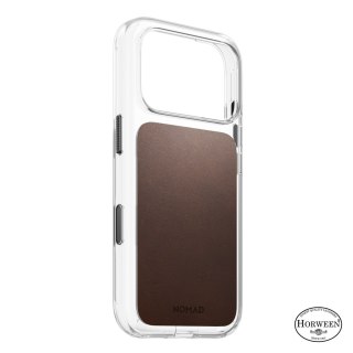 NOMAD Clear Leather Case - etui do iPhone 18 Pro / 17 Pro kompatybilne z MagSafe, skóra Horween (rustic brown)