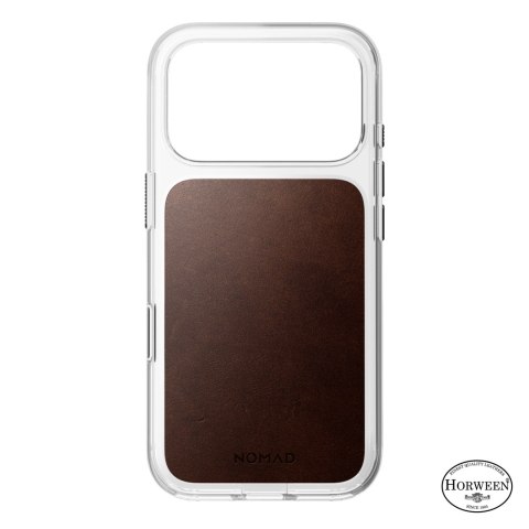 NOMAD Clear Leather Case - etui do iPhone 18 Pro / 17 Pro kompatybilne z MagSafe, skóra Horween (rustic brown)