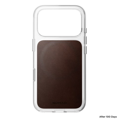 NOMAD Clear Leather Case - etui do iPhone 18 Pro / 17 Pro kompatybilne z MagSafe, skóra Horween (rustic brown)