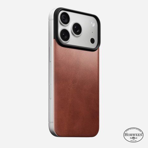 NOMAD Magnetic Leather Back - nakładka magnetyczna na iPhone 18 Pro / 17 Pro kompatybilna z MagSafe, skóra Horween (olde dublin)