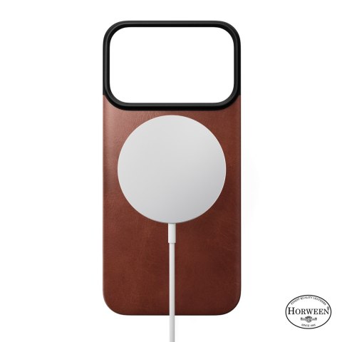 NOMAD Magnetic Leather Back - nakładka magnetyczna na iPhone 18 Pro / 17 Pro kompatybilna z MagSafe, skóra Horween (olde dublin)