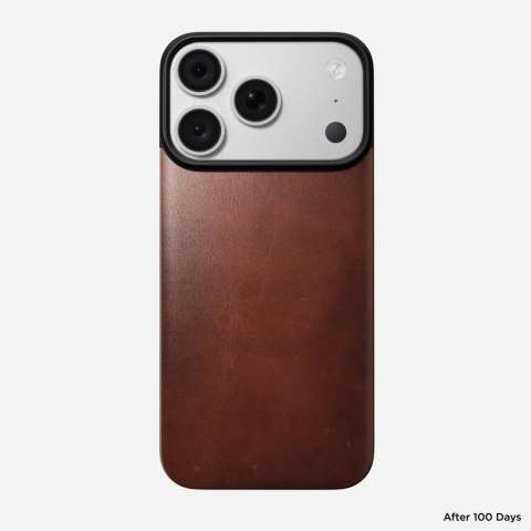 NOMAD Magnetic Leather Back - nakładka magnetyczna na iPhone 18 Pro / 17 Pro kompatybilna z MagSafe, skóra Horween (olde dublin)